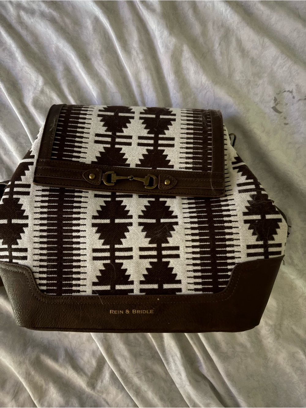Brown & White Southwestern Canvas Backpack